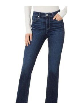 PAIGE Cindy Shipwreck Hi-Rise Straight Jeans Washed Dark Blue Women 33/XL